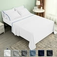 thumbnail image 1 of Subrtex 300 Thread Count Cotton and Tencil Bed Sheet Sets Wrinkle Resistant (Full, White), 1 of 6