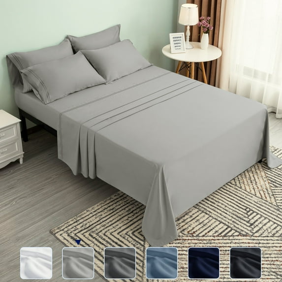 Subrtex 300 Thread Count Cotton and Tencil Bed Sheet Sets Wrinkle Resistant (Twin XL, Light Gray)