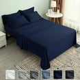 thumbnail image 1 of Subrtex 300 Thread Count Cotton and Tencil Bed Sheet Sets Wrinkle Resistant (Twin XL, Navy), 1 of 6