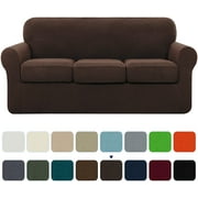 Subrtex 4-Piece Stretch Textured Grid Sofa Cover Slipcover,Separate Cushion CoverChocolate, Sofa