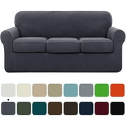 Subrtex 4-Piece Stretch Textured Grid Sofa Cover Slipcover,Separate Cushion Cover(Gray, Sofa)