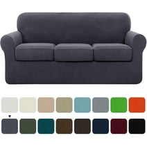 Subrtex 4-Piece Stretch Textured Grid Sofa Cover Slipcover,Separate Cushion Cover(Gray, Sofa)