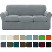 Subrtex 4-Piece Stretch Textured Grid Sofa Cover Slipcover,Separate Cushion Cover(Light Gray, Sofa)