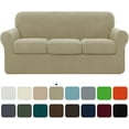thumbnail image 1 of Subrtex 4-Piece Stretch Textured Grid Sofa Cover Slipcover,Separate Cushion Cover(Sand, Sofa), 1 of 8