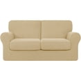 thumbnail image 1 of Subrtex 5-Piece Stretch Sofa Slipcover Sets with 2 Backrest Cushion Covers and 2 Seat Cushion Covers (Loveseat, Khaki), 1 of 8