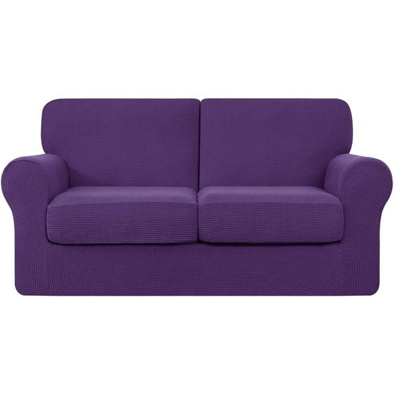 Subrtex 5-Piece Stretch Sofa Slipcover Sets with 2 Backrest Cushion Covers and 2 Seat Cushion Covers (Loveseat, Violet)