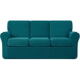 thumbnail image 1 of Subrtex 7-Piece Stretch Sofa Slipcover Sets with 3 Backrest Cushion Covers and 3 Seat Cushion Covers (Sofa, Teal), 1 of 8
