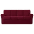 thumbnail image 1 of Subrtex 9-Piece Stretch Sofa Slipcover Sets with 4 Backrest Cushion Covers and 4 Seat Cushion Covers (Oversize Sofa, Wine), 1 of 8