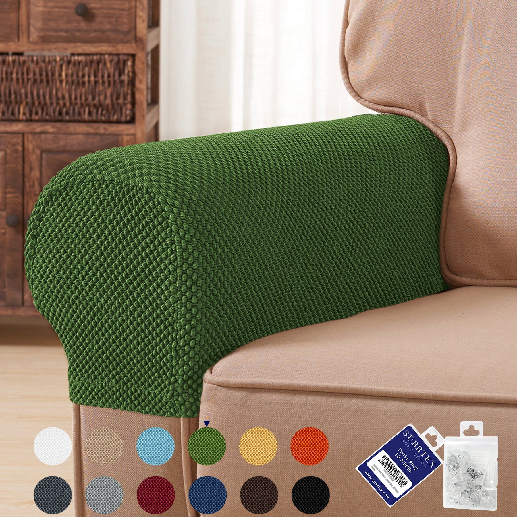 Subrtex Armrest Cover Stretch Textured Mini Dots Furniture Protector
