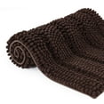 thumbnail image 1 of Subrtex Bathroom Rugs Non-Slip Chenille Soft Striped Plush Bath Mat (Chocolate, 16"x24"+20"x32"), 1 of 8