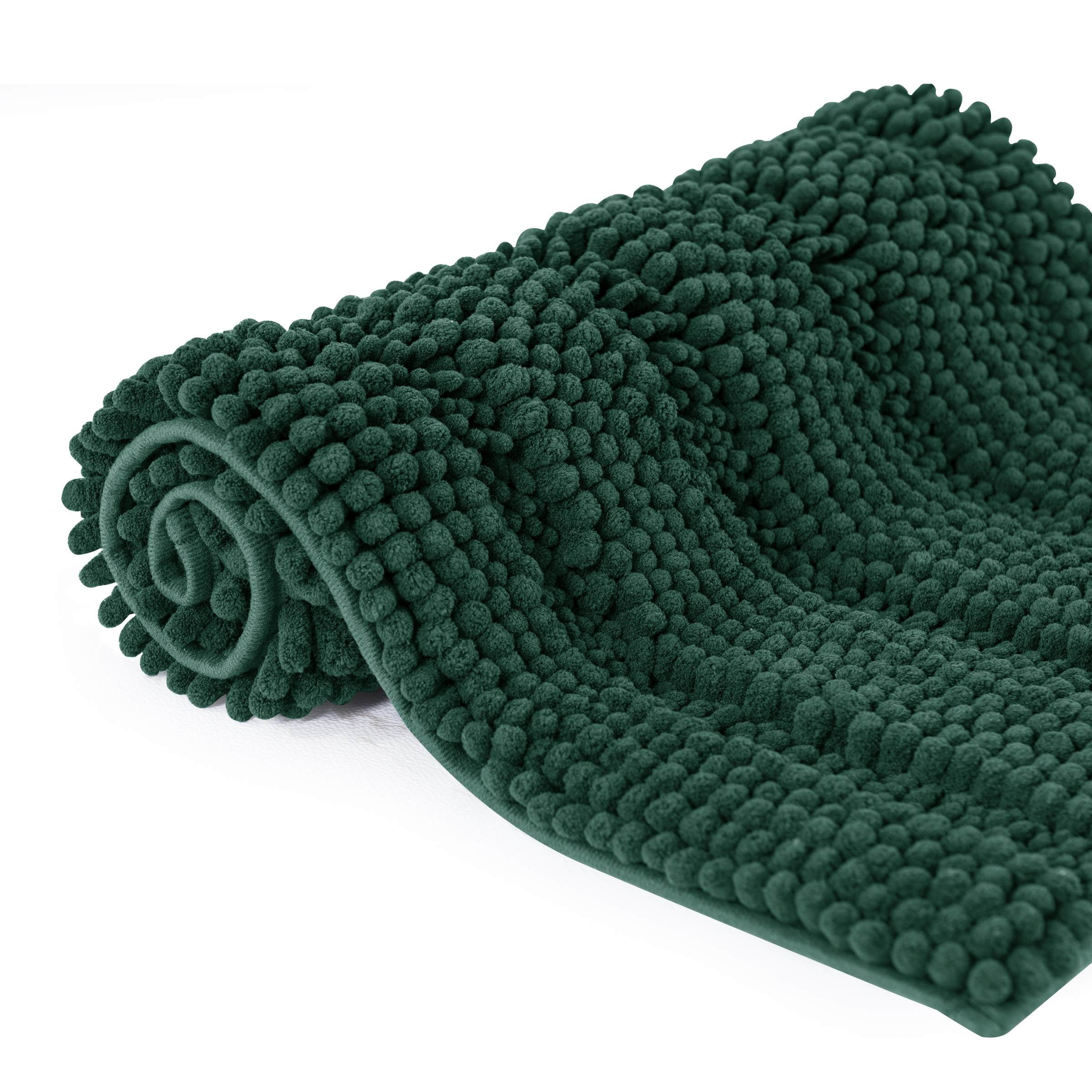 MitoVilla Dark Green Bathroom Rugs, Soft Chenille Small Bath Mats for  Bathroom Non Slip, Thick Washable Plush Bath Rugs, Hunter Green Absorbent  Shower