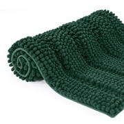Subrtex Bathroom Rugs Non-Slip Chenille Soft Striped Plush Bath Mat (Green, 20"x32")