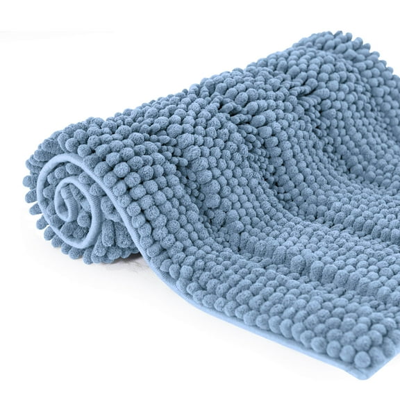 Subrtex Bathroom Rugs Non-Slip Chenille Soft Striped Plush Bath Mat (Light Purple, 16"x24")