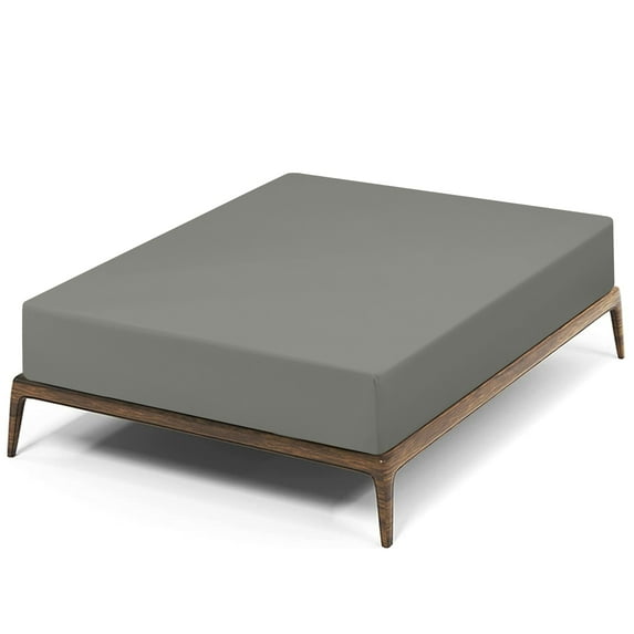 Subrtex Bed Sheets Wrinkle Resistant Premium Microfiber Deep Pocket Fitted Sheet, Light Gray, King