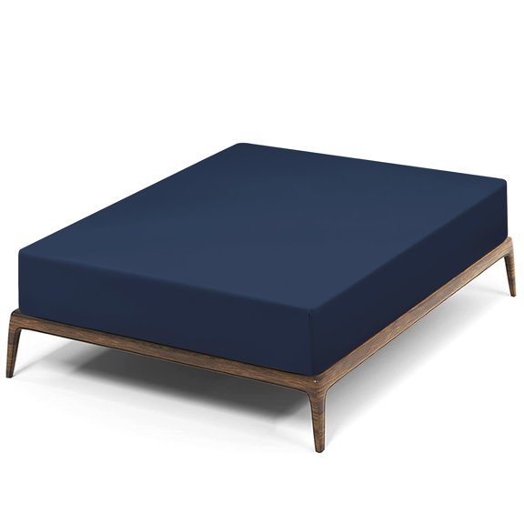 Subrtex Bed Sheets Wrinkle Resistant Premium Microfiber Deep Pocket Fitted Sheet, Navy, Twin