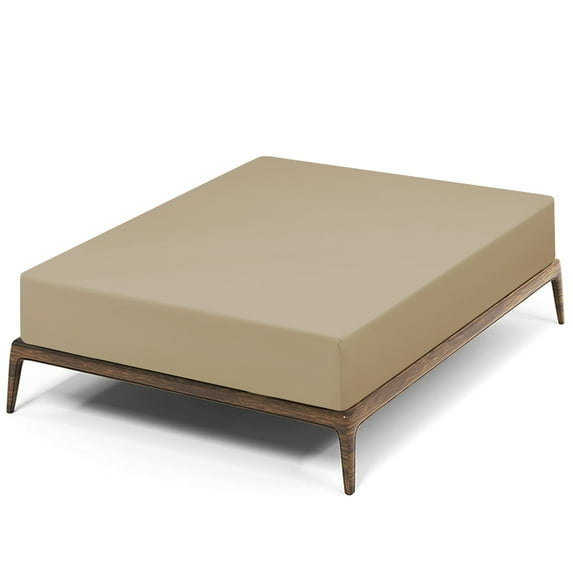 Subrtex Bed Sheets Wrinkle Resistant Premium Microfiber Deep Pocket Fitted Sheet, Sand, Twin