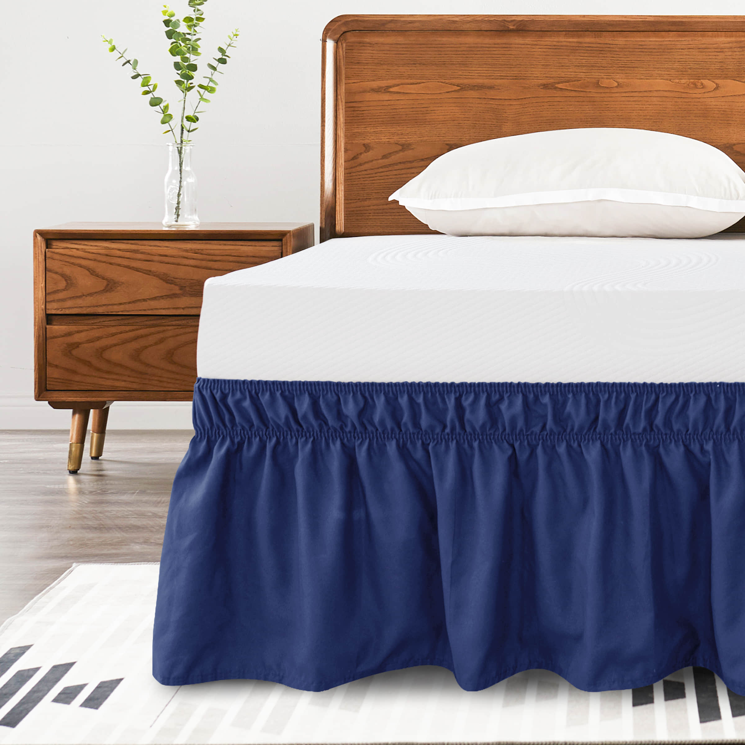 Mainstays Solid Pleated Navy Soft Brushed Polyester Bedskirt, Twin (1