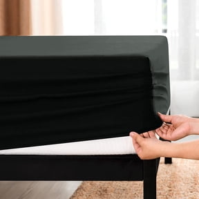 Subrtex Bedding Fitted Sheet Stain Resistant Soft Brushed Microfiber Single 1 Fitted Sheet for Mattress (Twin, Black)