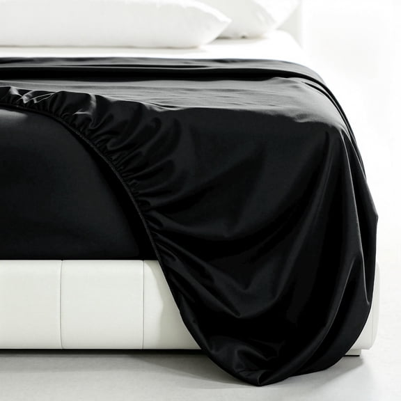 Subrtex Bedding Fitted Sheet Stain Resistant Soft Brushed Microfiber Single 1 Fitted Sheet for Mattress(Twin XL,Black)