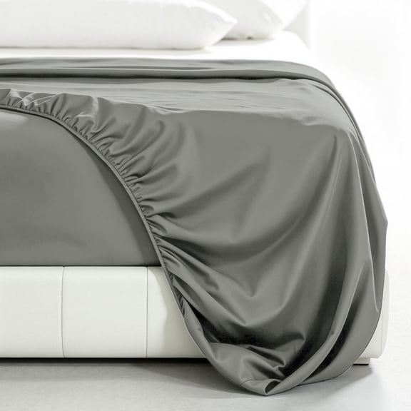 Subrtex Bedding Fitted Sheet Stain Resistant Soft Brushed Microfiber Single 1 Fitted Sheet for Mattress(Twin XL,Light Gray)