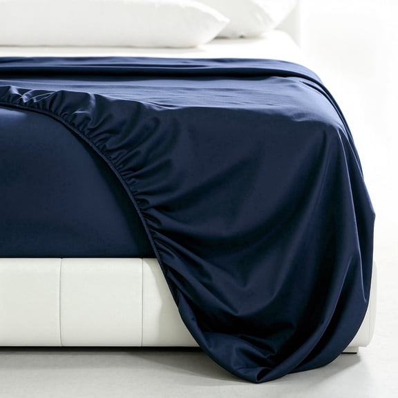 Subrtex Bedding Fitted Sheet Stain Resistant Soft Brushed Microfiber Single 1 Fitted Sheet for Mattress(Twin XL,Navy)