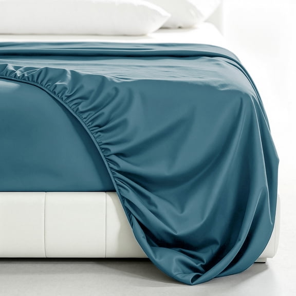 Subrtex Bedding Fitted Sheet Stain Resistant Soft Brushed Microfiber Single 1 Fitted Sheet for Mattress(Twin XL,Peacock Blue)