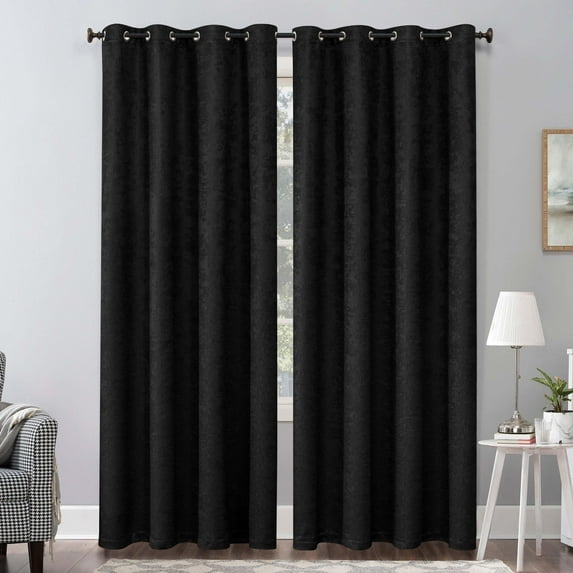 Subrtex Blackout Curtains 2 Panels Room Darkening Grommet Curtain Drapes, Black, 53"x84"