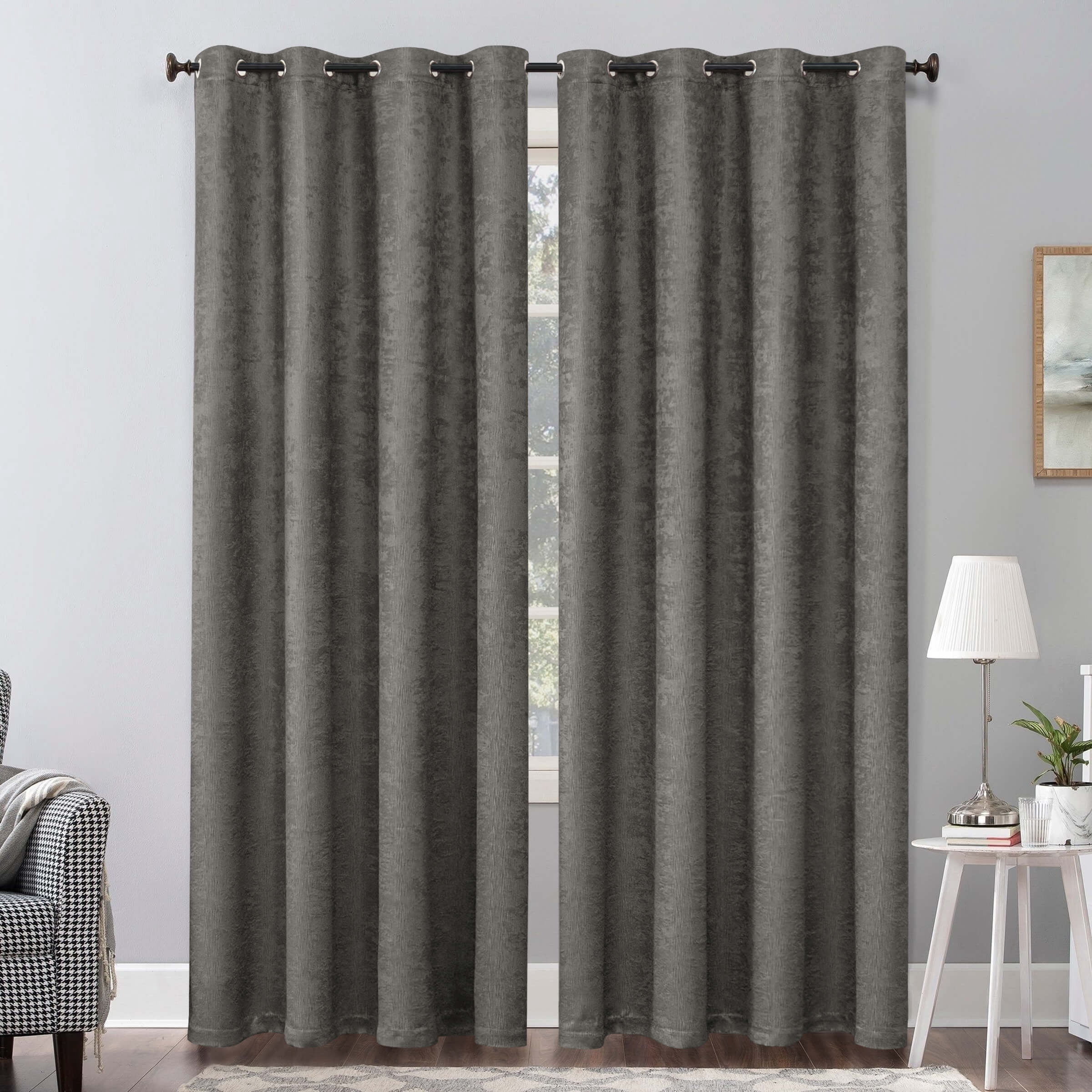 Subrtex Blackout Curtains 2 Panels Room Darkening Grommet Curtain Drapes, Dark Grey, 53"x96"
