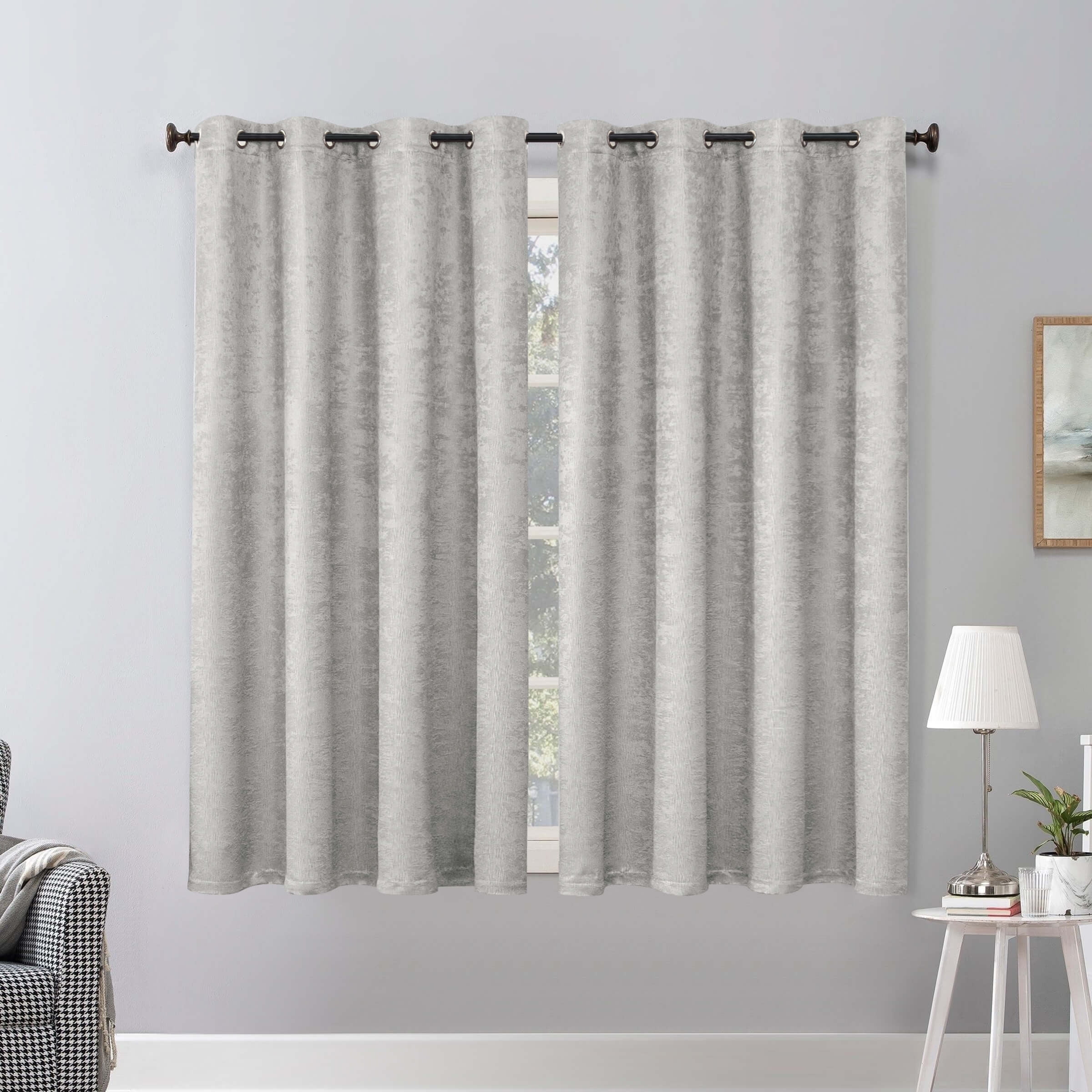 Subrtex Blackout Curtains 2 Panels Room Darkening Grommet Curtain Drapes, Greyish White, 53"x63"
