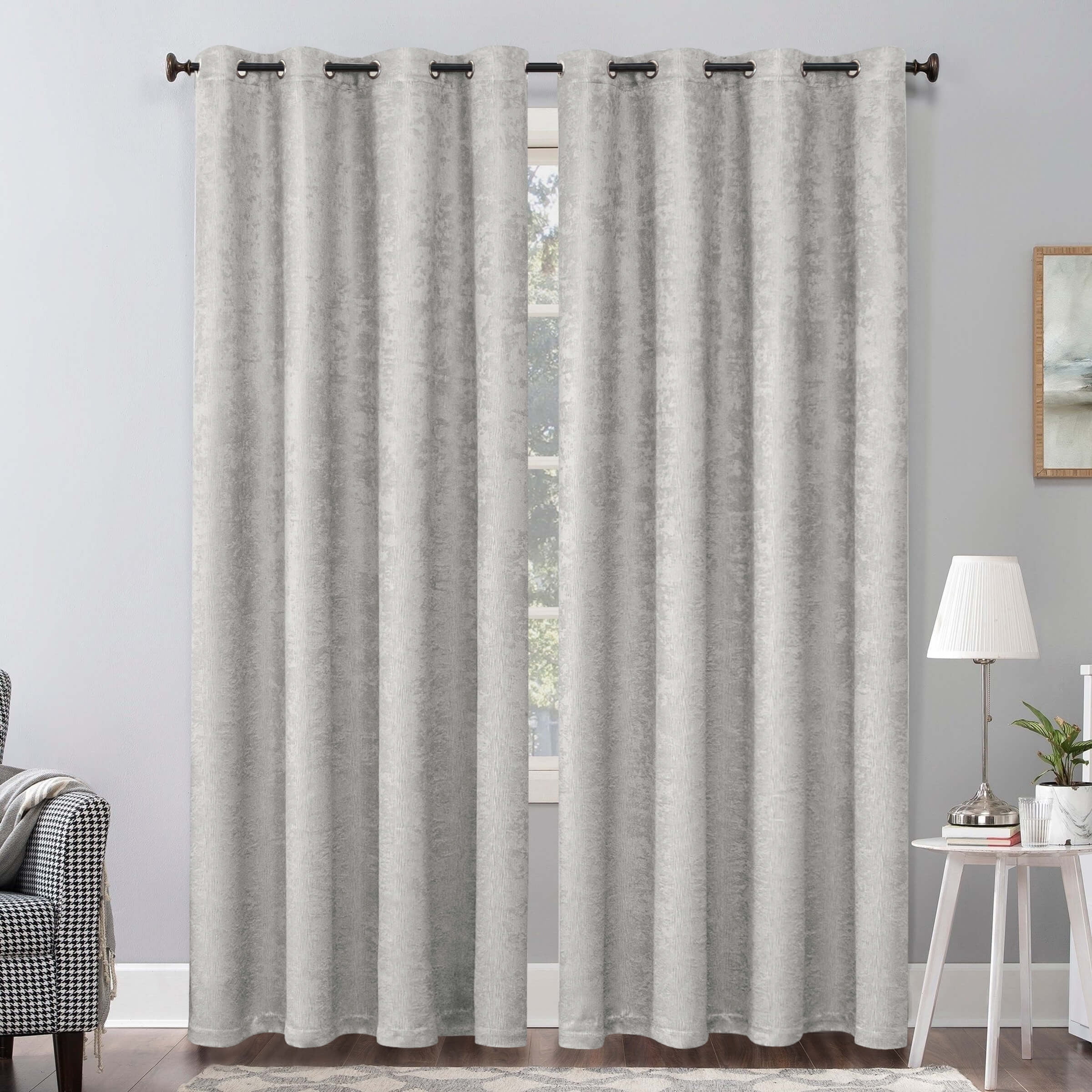 Subrtex Blackout Curtains 2 Panels Room Darkening Grommet Curtain Drapes, Greyish White, 53"x96"