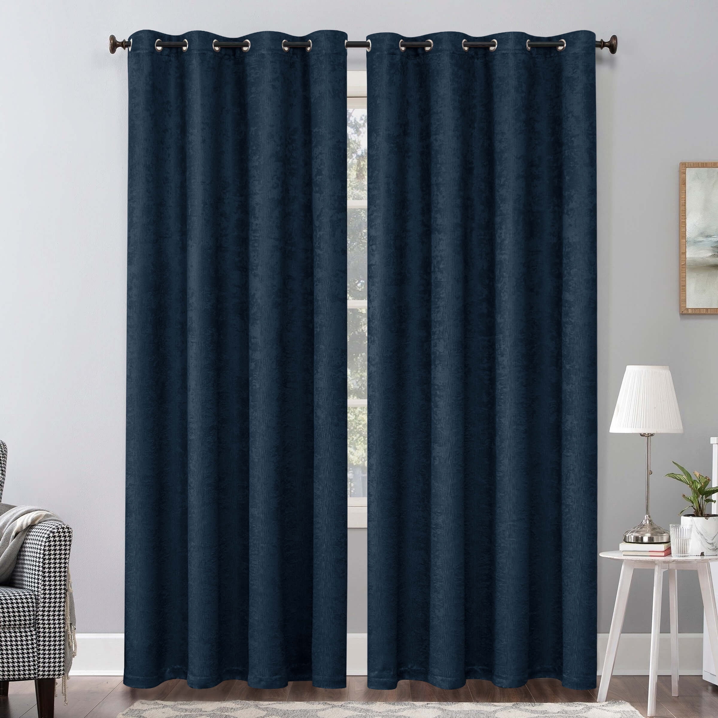 Subrtex Blackout Curtains 2 Panels Room Darkening Grommet Curtain Drapes, Navy, 53"x96"