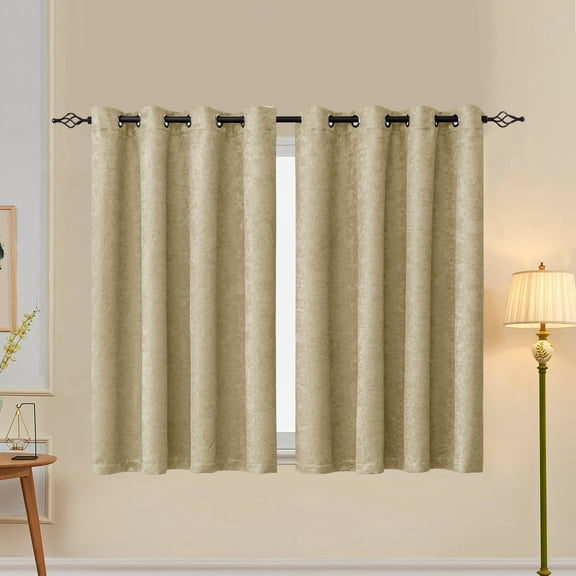 Subrtex Blackout Curtains 2 Panels Room Darkening Grommet Drapes, Beige, 52"x 63"