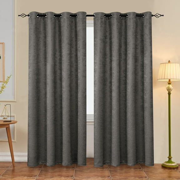 Subrtex Blackout Curtains 2 Panels Room Darkening Grommet Drapes, Dark Grey, 52"x 95"