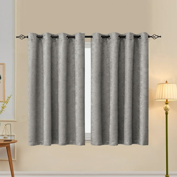 Subrtex Blackout Curtains 2 Panels Room Darkening Grommet Drapes, Light Grey, 52"x 63"