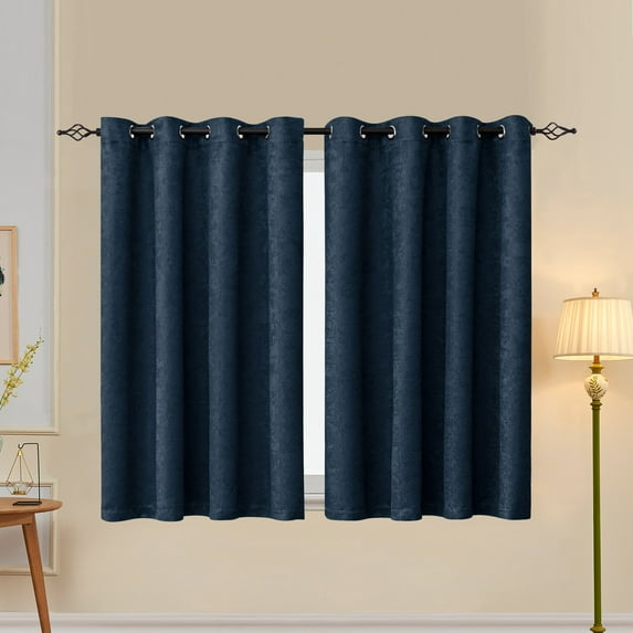 Subrtex Blackout Curtains 2 Panels Room Darkening Grommet Drapes, Navy Blue, 52"x 63"