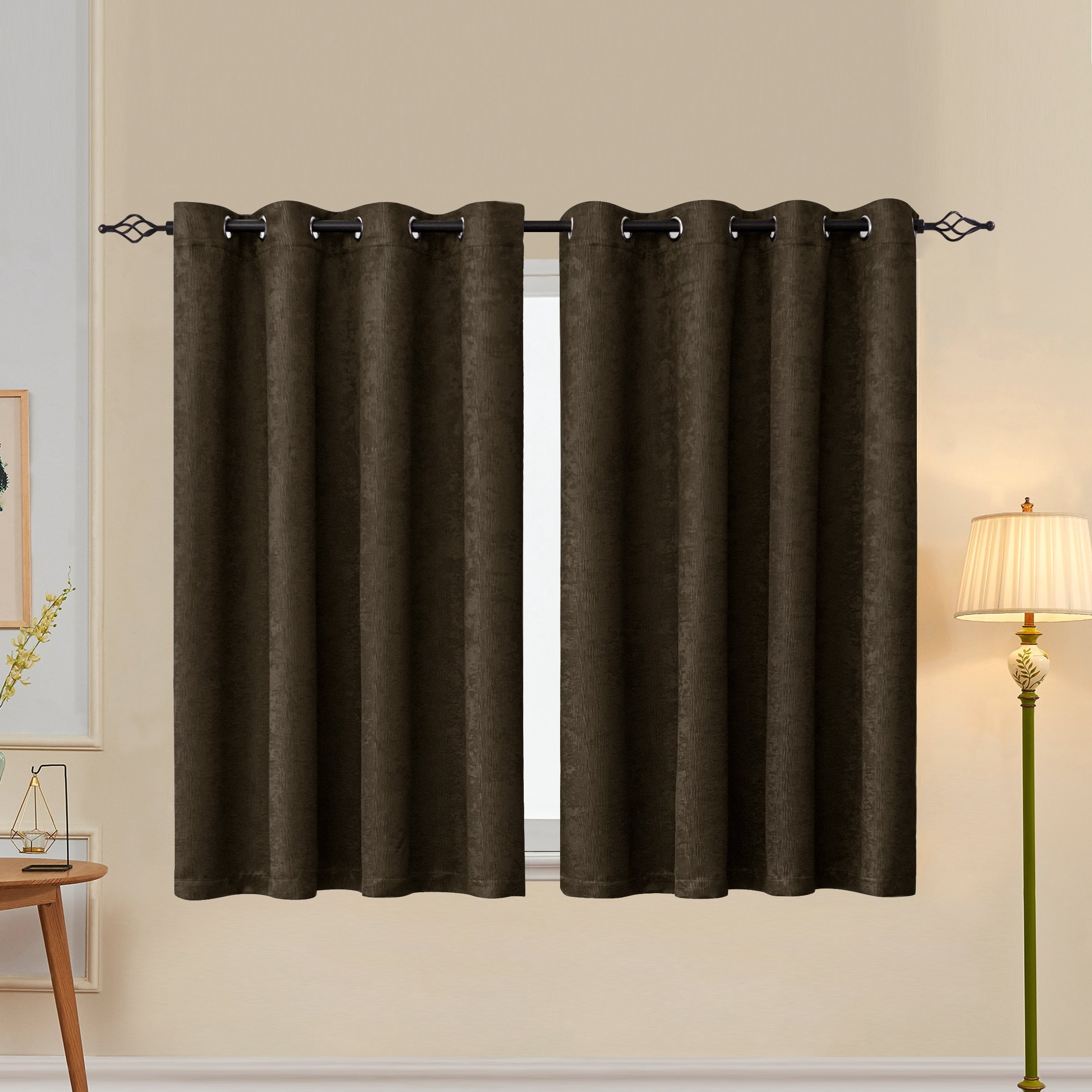 Subrtex Blackout Curtains 2 Panels Room Darkening Grommet Drapes, Olive Brown, 52"x 63"