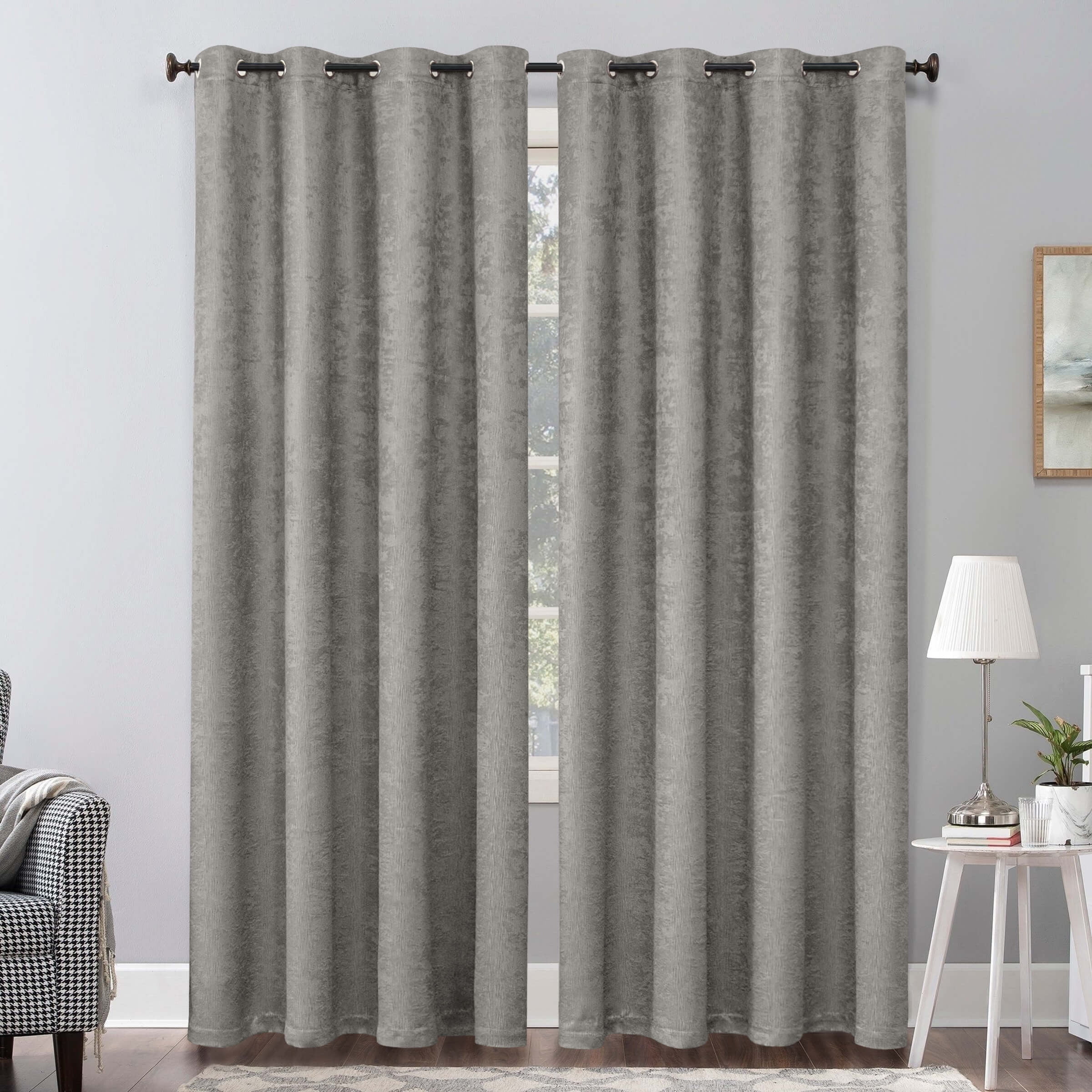 Subrtex Blackout Curtains Room Grommet Curtain Thermal Insulated Drapes, Set of 2, Light Grey, 53"x96"