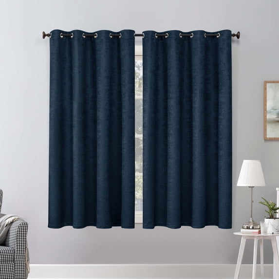 Subrtex Blackout Curtains Room Grommet Curtain Thermal Insulated Drapes, Set of 2, Navy, 53"x63"