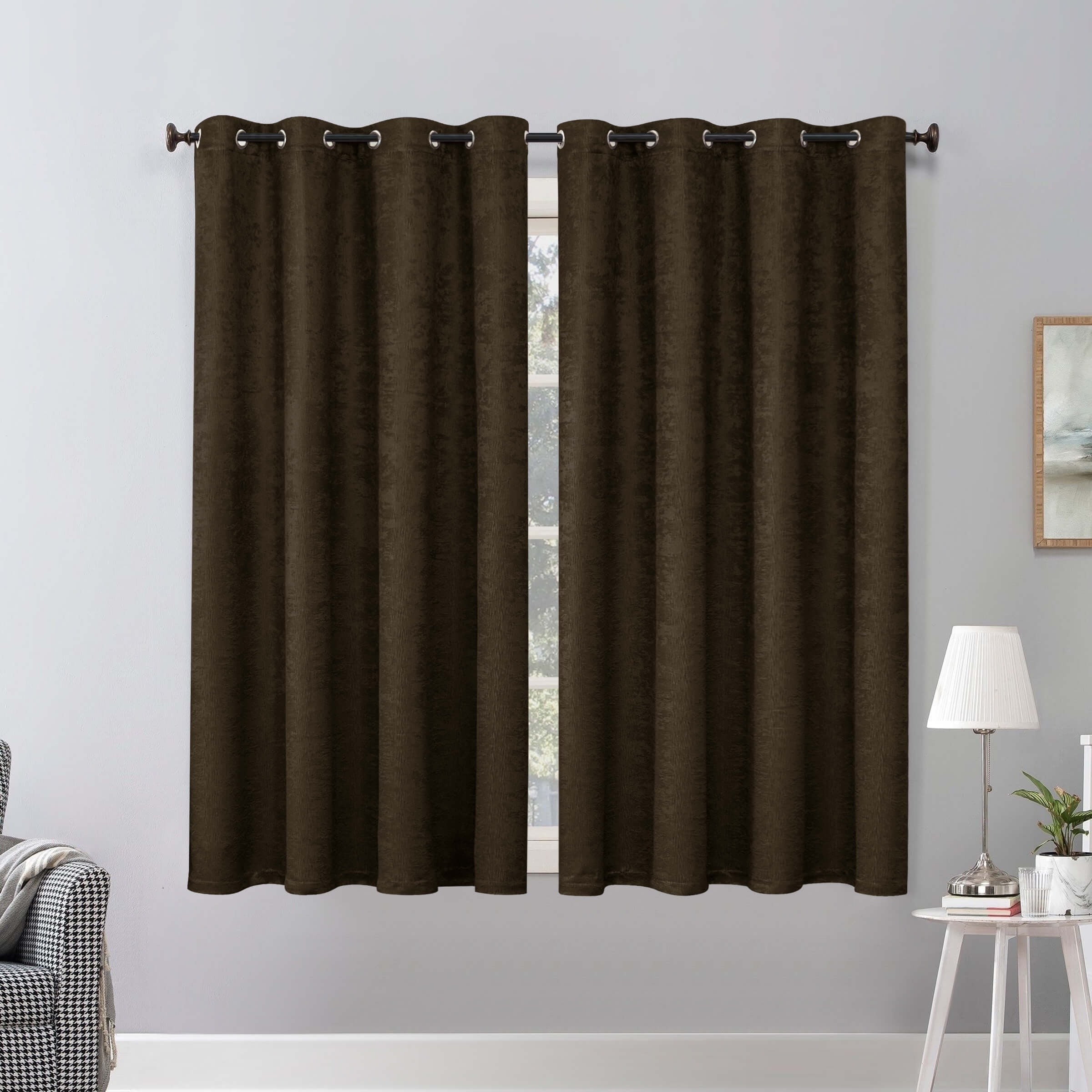 Subrtex Blackout Curtains Room Grommet Curtain Thermal Insulated Drapes, Set of 2, Olive Brown, 53"x63"