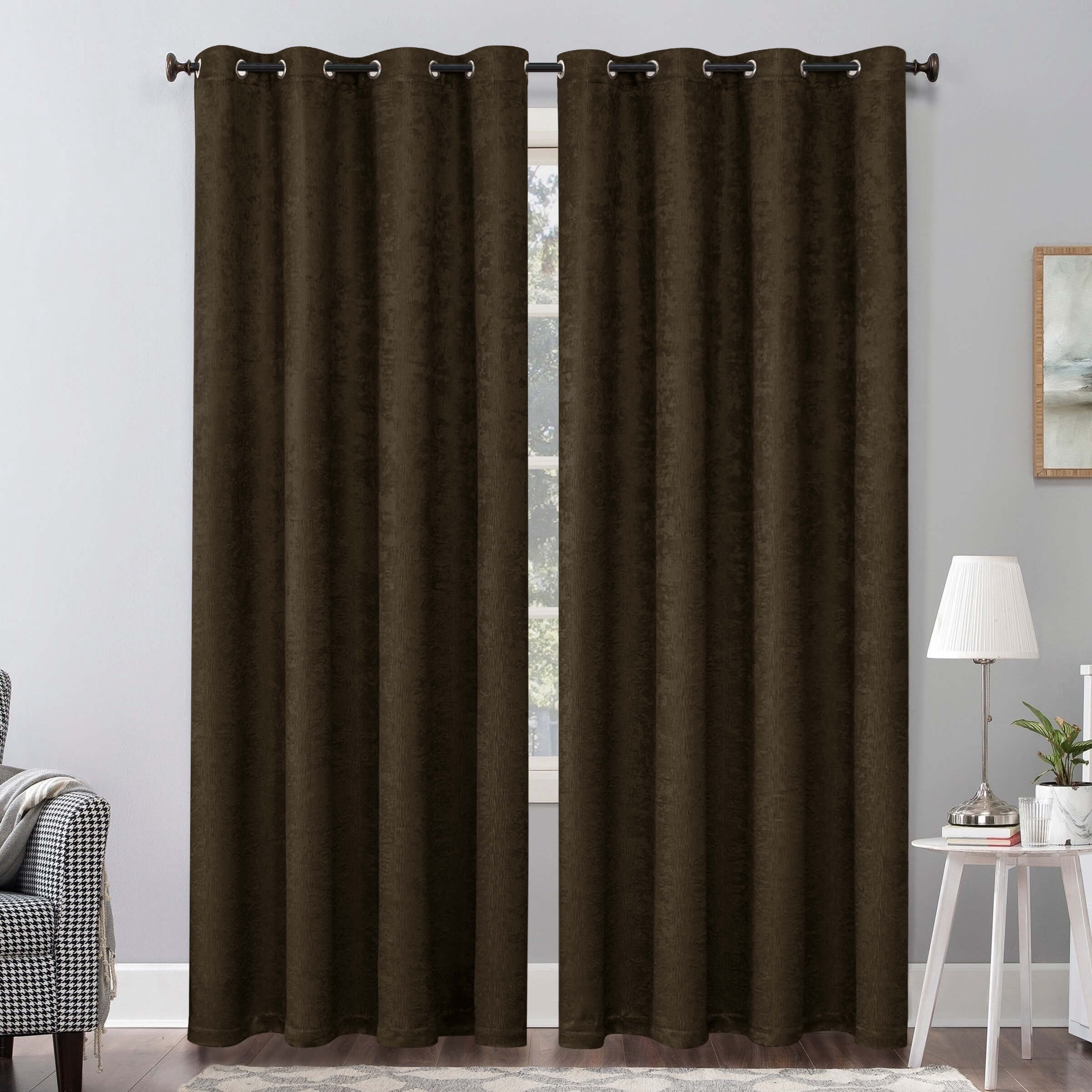 Subrtex Blackout Curtains Room Grommet Curtain Thermal Insulated Drapes, Set of 2, Olive Brown, 53"x84"
