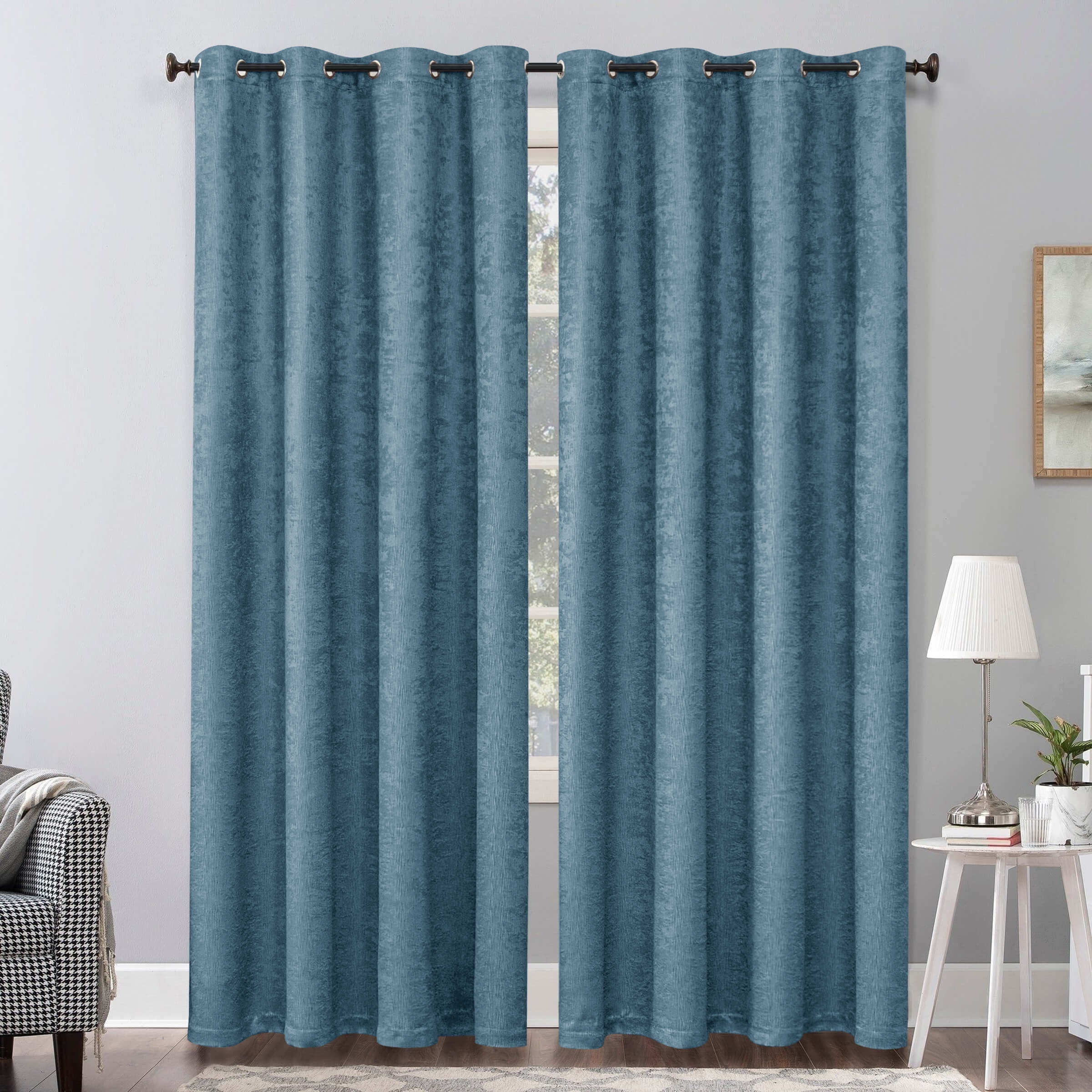 Subrtex Blackout Curtains Room Grommet Curtain Thermal Insulated Drapes, Set of 2, Smoke Blue, 53"x96"