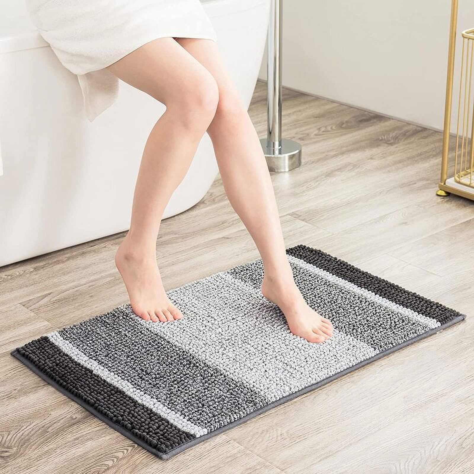 Subrtex Chenille Bathroom Rugs NonSlip Absorbent Super Cozy Bathroom