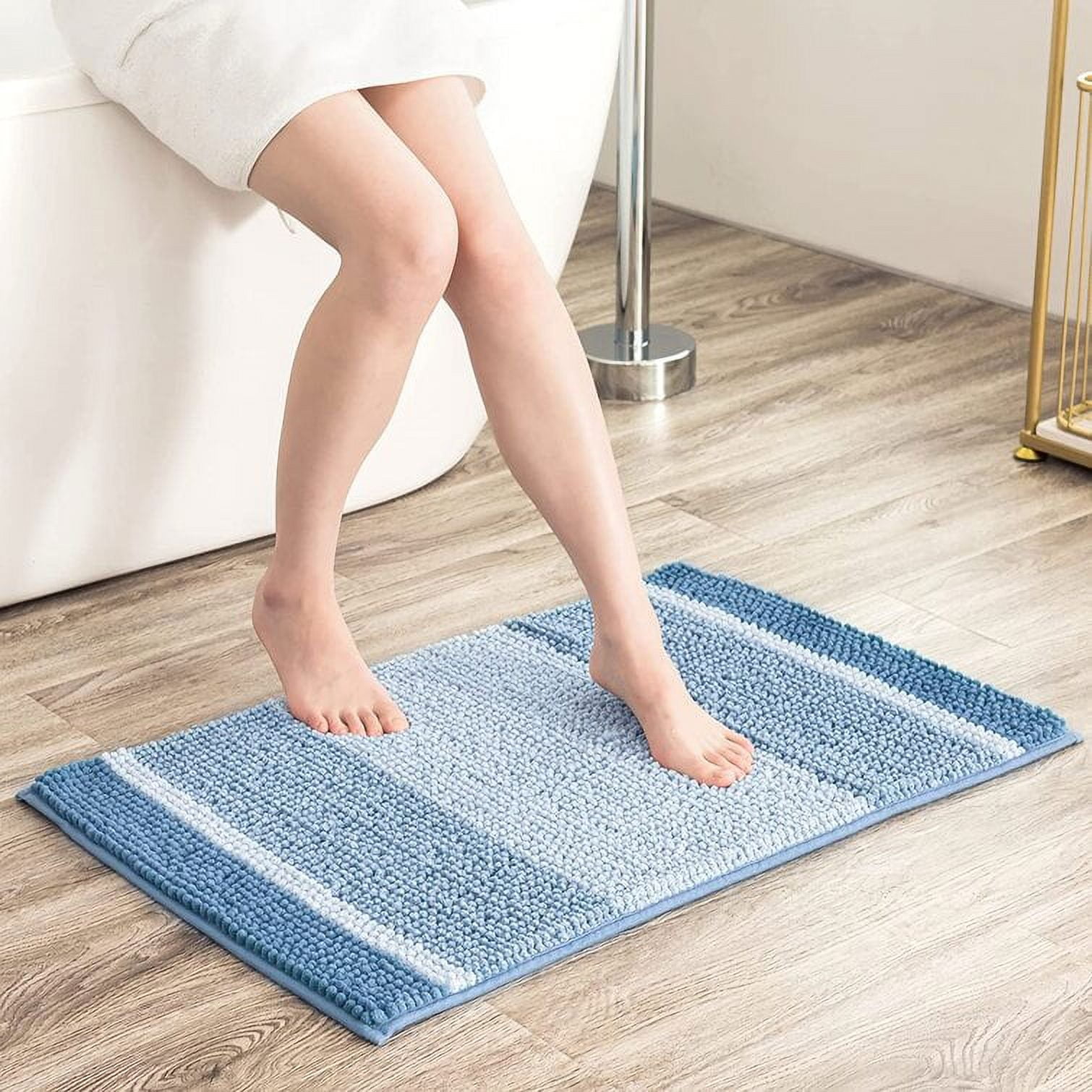 Subrtex Chenille Bathroom Rugs NonSlip Absorbent Super Cozy Bathroom