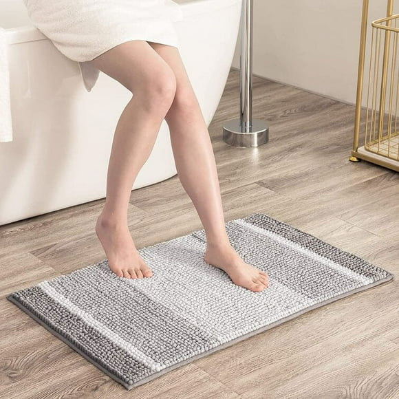 Subrtex Chenille Bathroom Rugs Non-Slip Absorbent Super Cozy Bathroom Mat Carpet (Taupe Brown,16"x24")