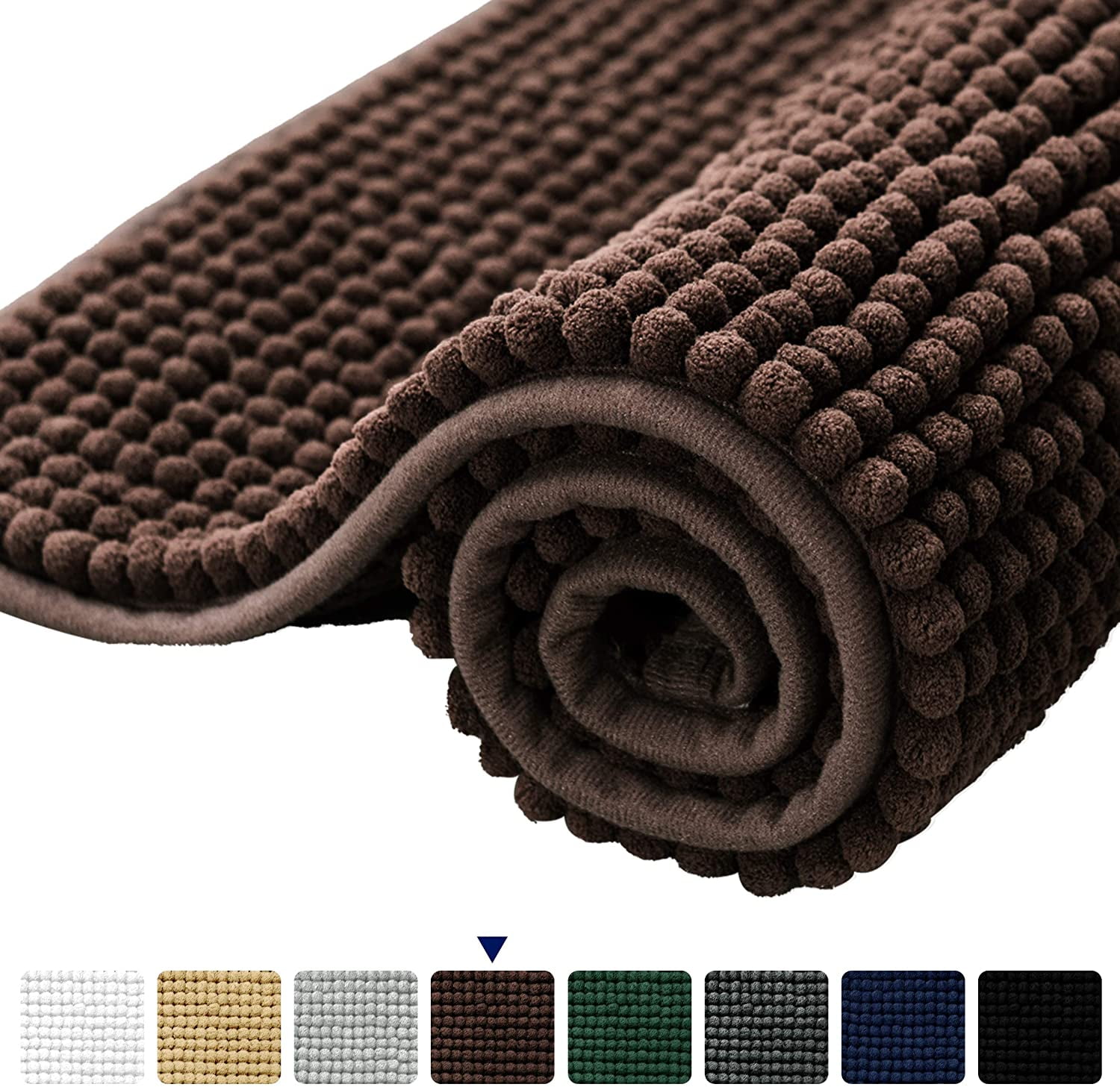 Kasentex Soft Luxury Bathroom Rug Mat, Absorbent Shaggy Chenille Bath Rugs, Durable Non-Slip Indoor / Outdoor Rugs, Size: 17” x 24”, Pink