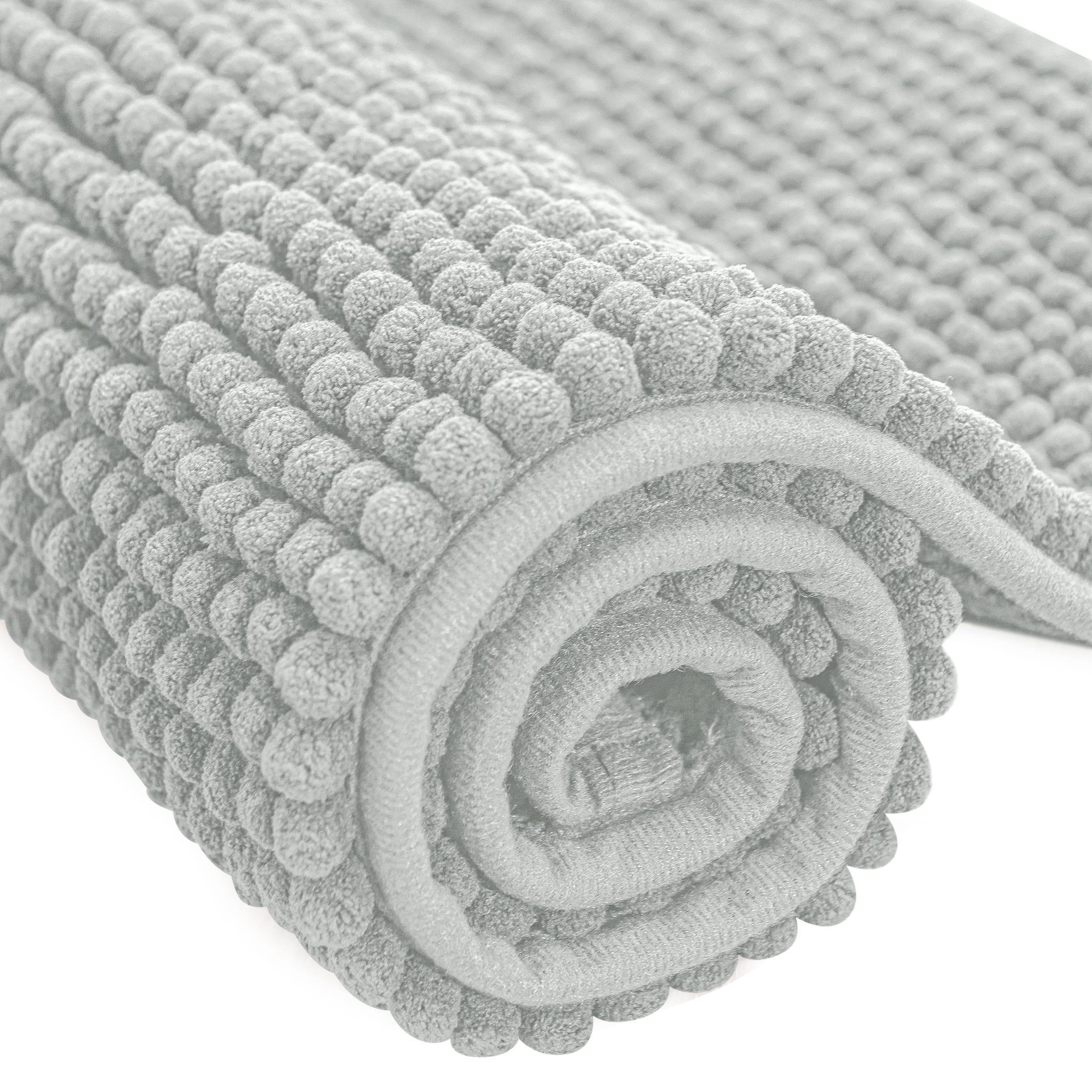 Subrtex Chenille Bathroom Rugs Soft Non-Slip Super Water Absorbing Shower Mats, 20"x32", Light Gray