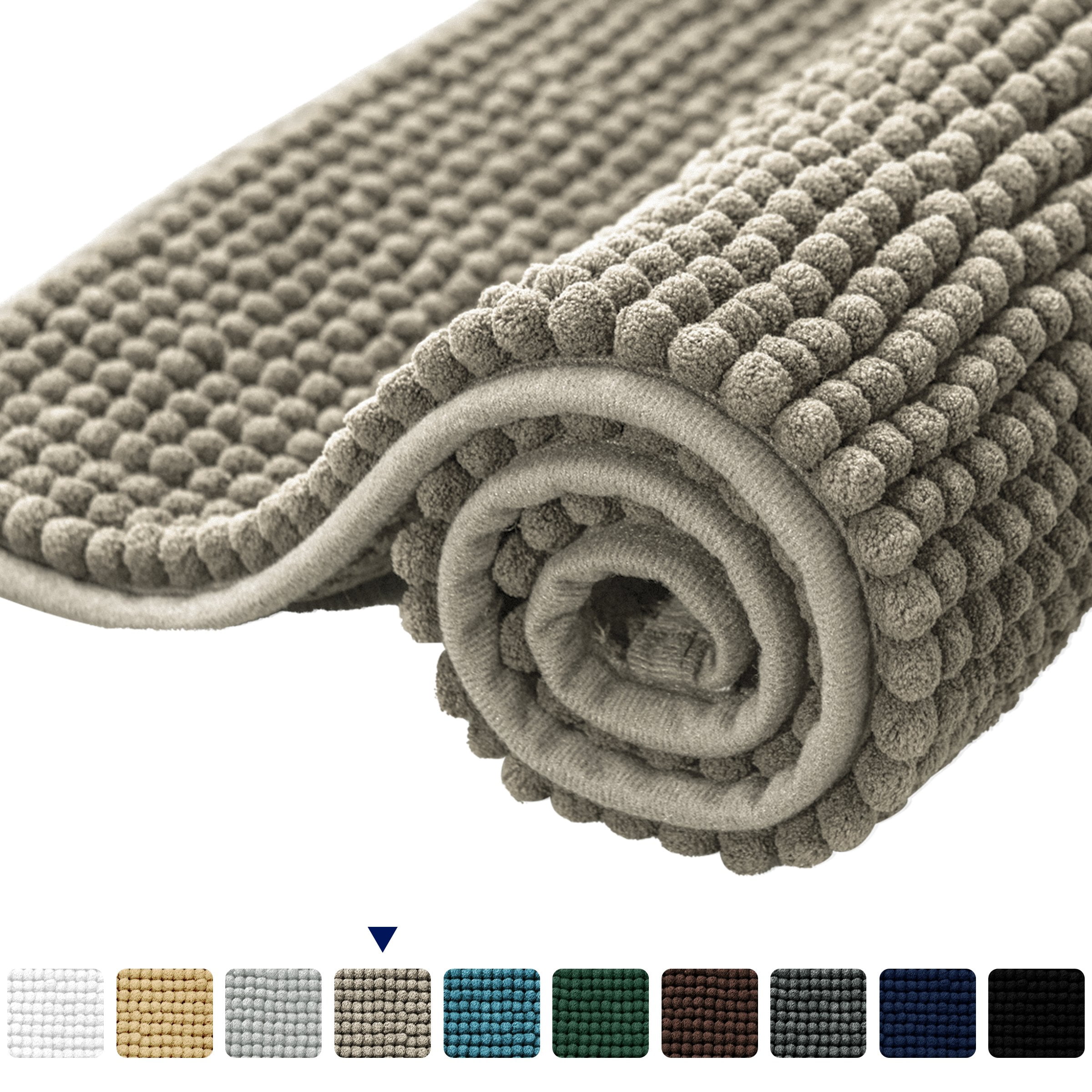 Subrtex Chenille Bathroom Rugs Soft NonSlip Super Water Absorbing