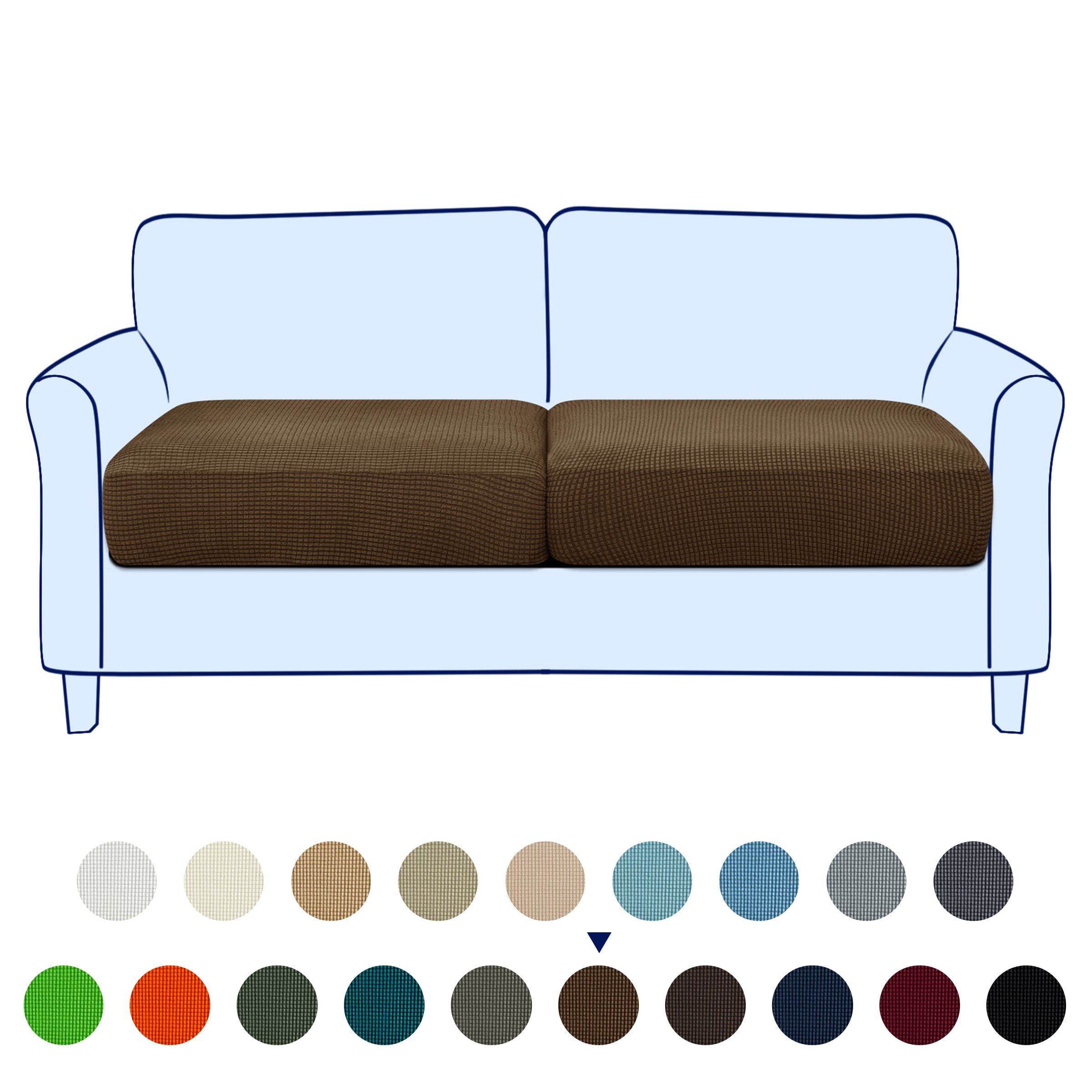 Subrtex Cushion Covers Separate Seat Stretch Textured Grid (2PCS, Coffee)