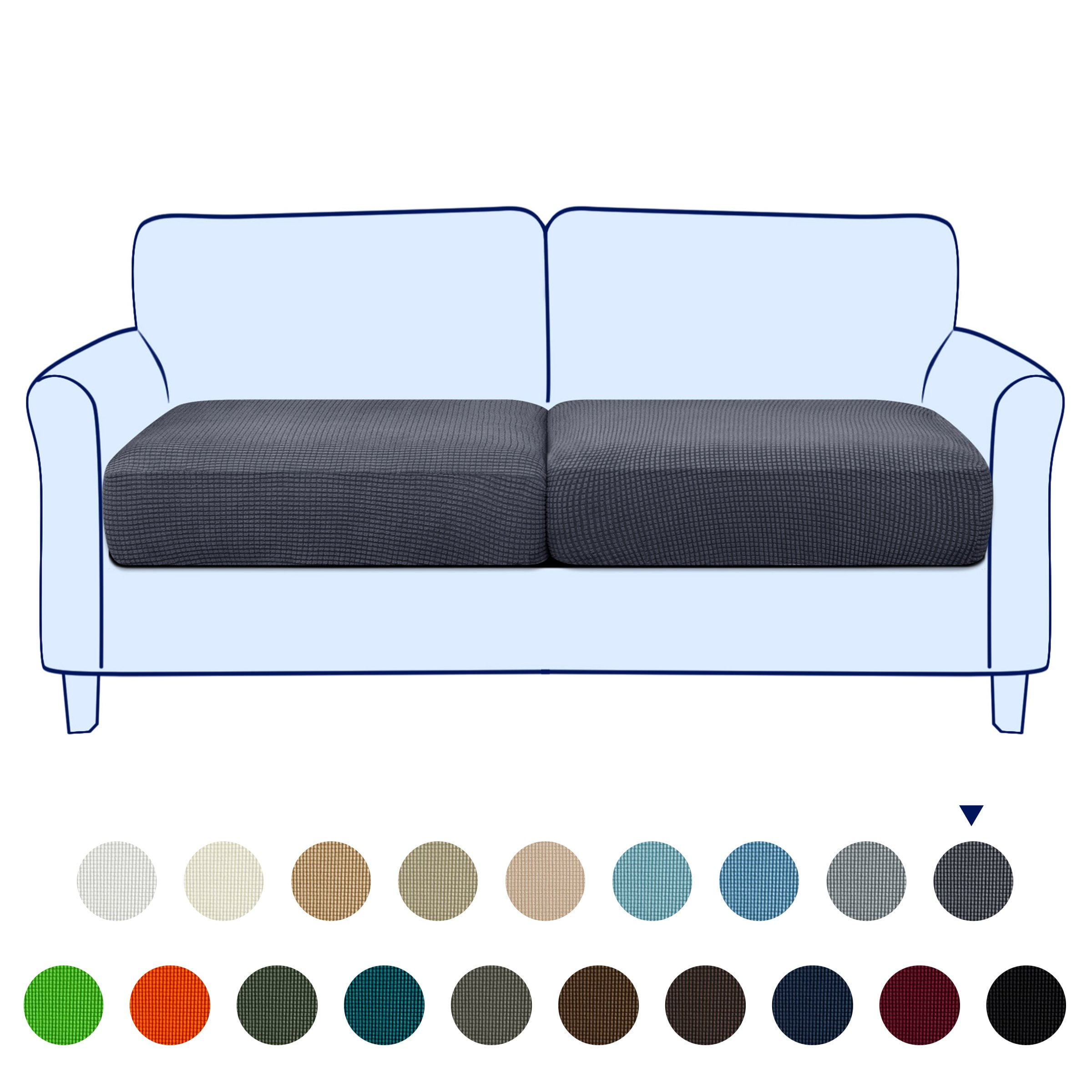 Gray Stretch Textured Loveseat Cushion Slipcover Set