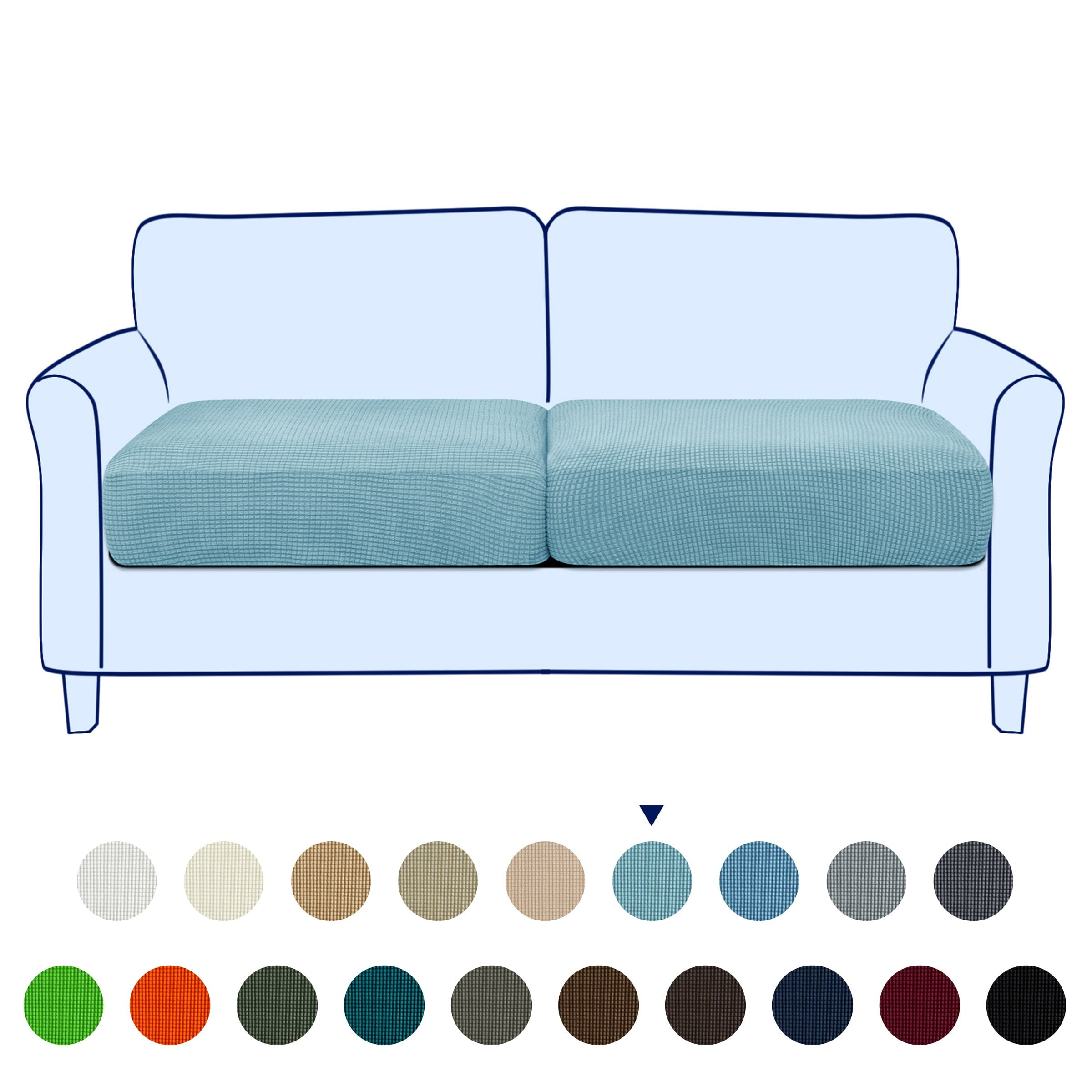 Subrtex Cushion Covers Separate Seat Stretch Textured Grid (2PCS, Light Blue)